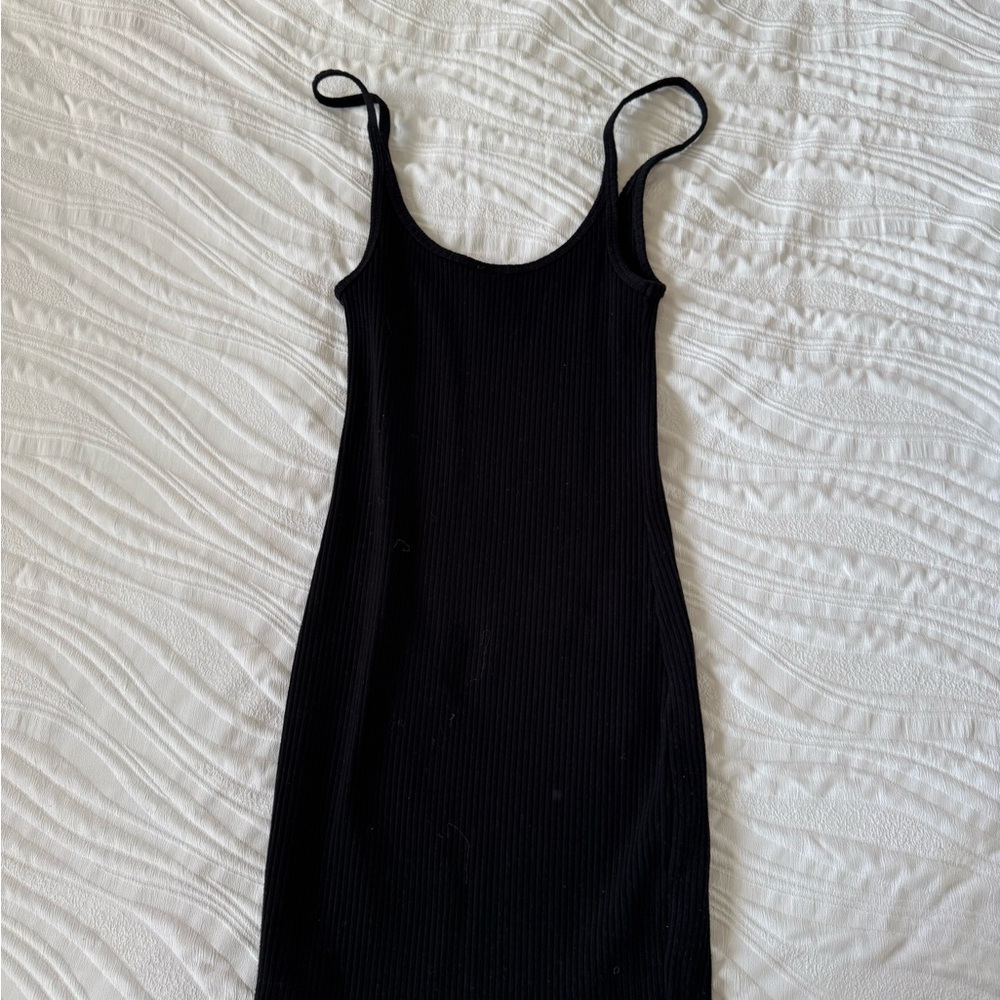 TNA Ribbed Black Sleeveless Dress